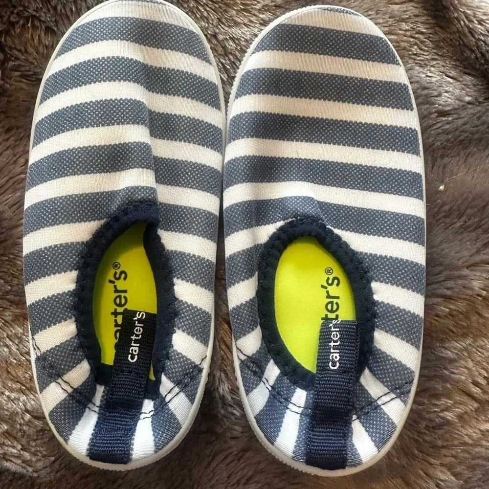 Carter's Blue and White Striped Kids Slip On Shoes for Pool or Beach